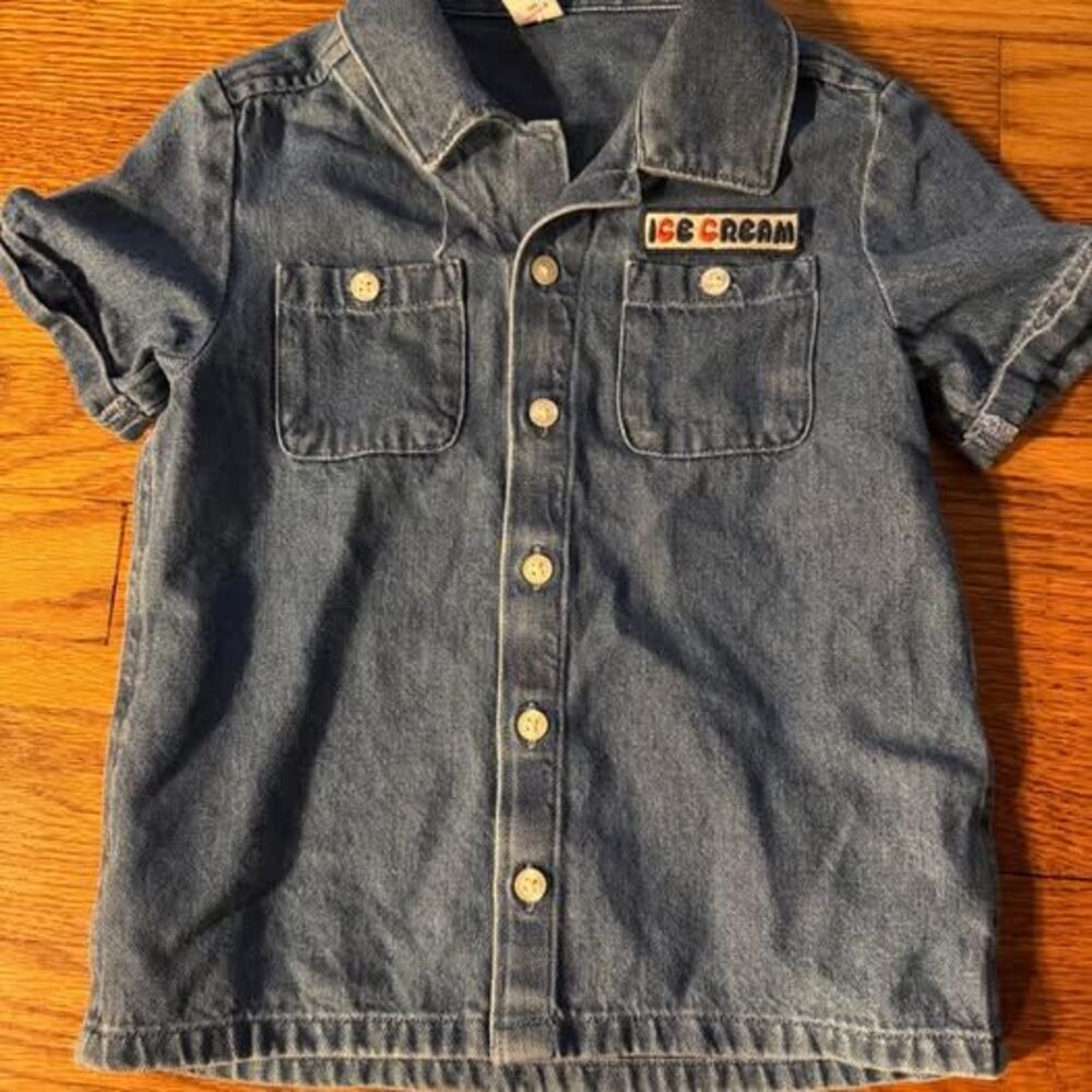 Old Navy 5T Denim Ice Cream Truck Short Sleeve Shirt